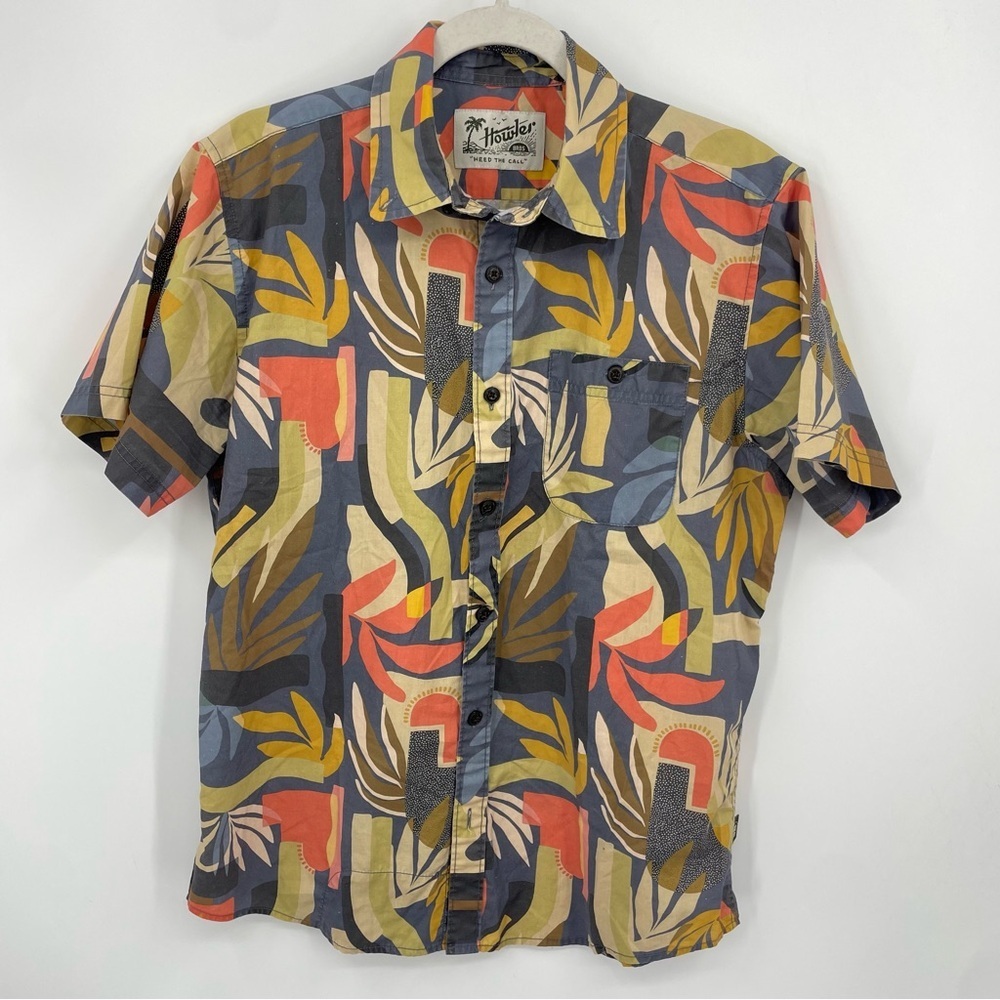 HOWLER bros BROTHERS Mansfield Shirt in Abstract Savannah Sz S short sleeve Palm